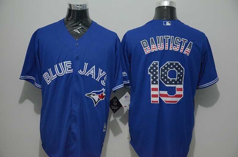 Toronto Blue Jays #19 Jose Bautista Blue USA Flag Fashion Stitched MLB Jersey,We sell and wholesale Toronto Blue Jays #19 Jose Bautista Blue USA Flag Fashion Stitched MLB Jersey on line form chian!